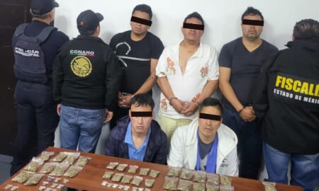 Foto difundida por autoridades del Edomex sobre detenidos por extorsión y posible homicidio.