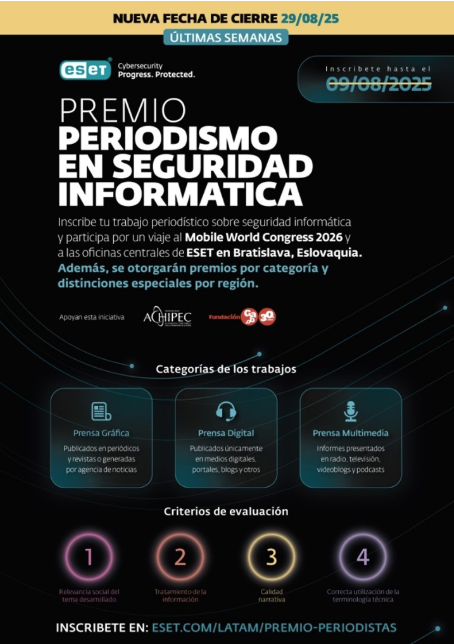 convocatoria para premiar al “Periodismo en Seguridad” ESET