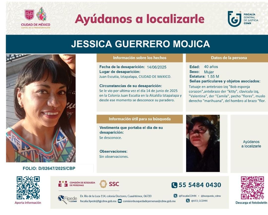 ¿Dónde está Jessica Guerrero Mojica?
