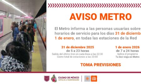 El 31 de diciembre el Metro funciona con horario de dia festivo