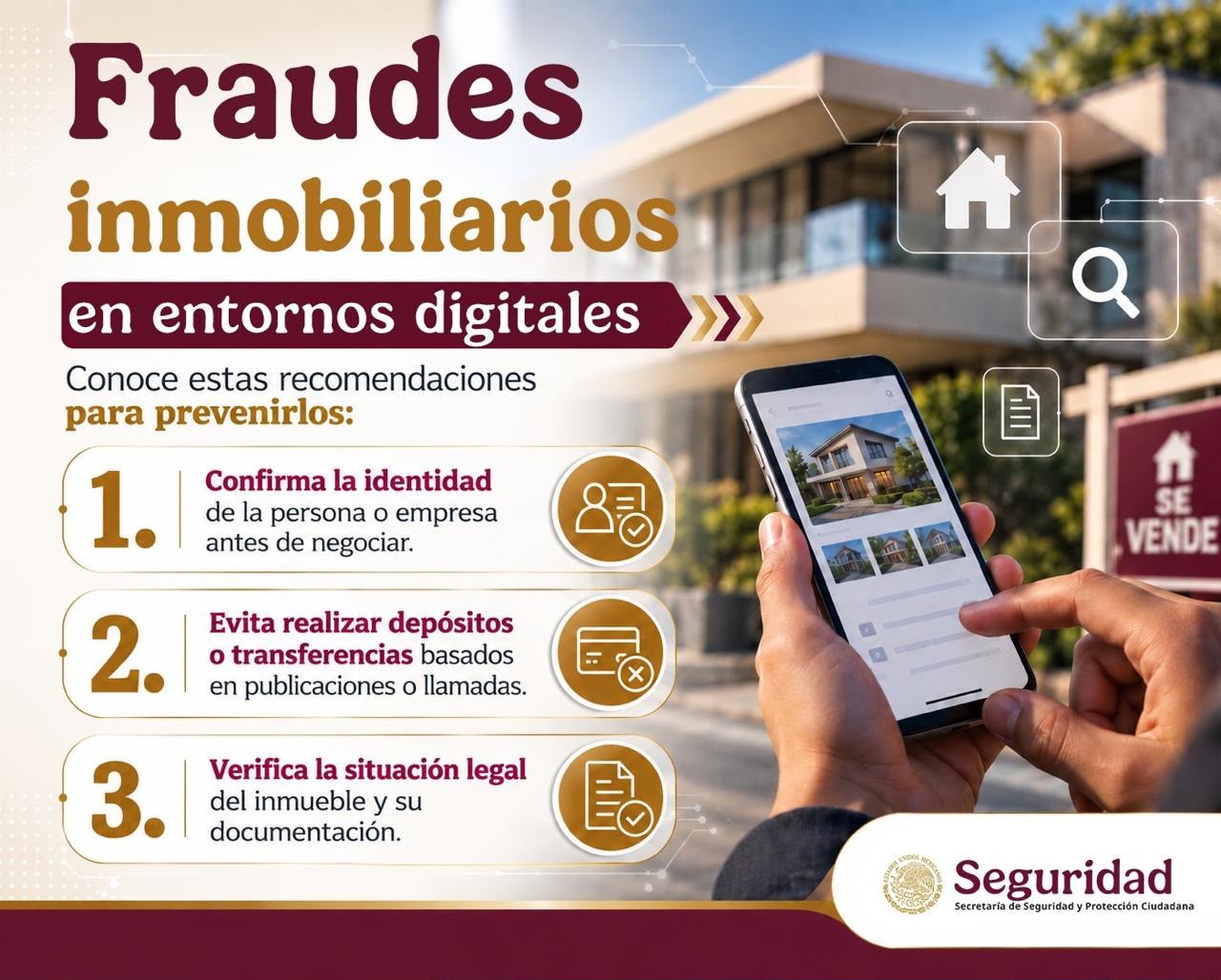 Alerta la SSPC sobre fraudes inmobiliarios en entornos digitales