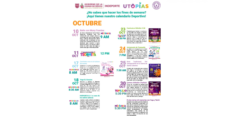 Calendario de deportes en este mes
