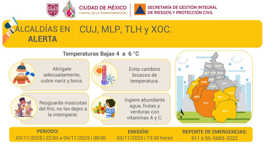 Estas son las alcaldías donde bajará la temperatura este martes, alerta amarilla-naranja
